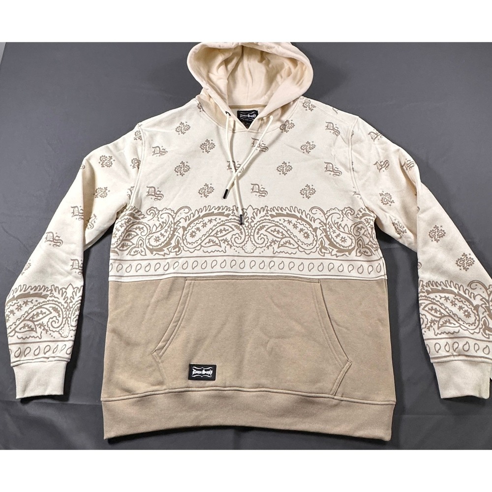 Dogg Supply by Snoop Dogg Mens Size M Paisley Bandana Print Hoodie Natural (Tan)
